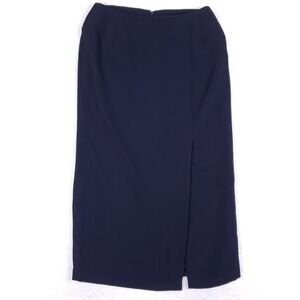 Alia Front Slit Midi Pencil Skirt 12 Navy